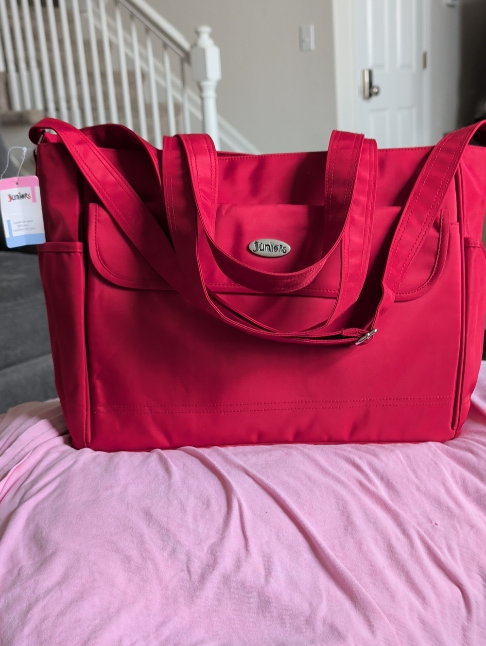 Bright Red Baby Bag Tote - Stylish & Organized